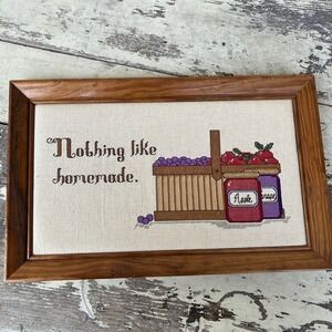 Vintage Framed Cross Stitch Nothing Like Homemade Cottagecore Wall Decor